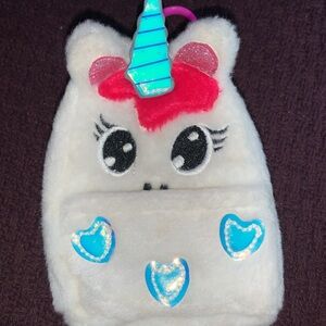 Unicorn Plush Keychain with Blue Accents